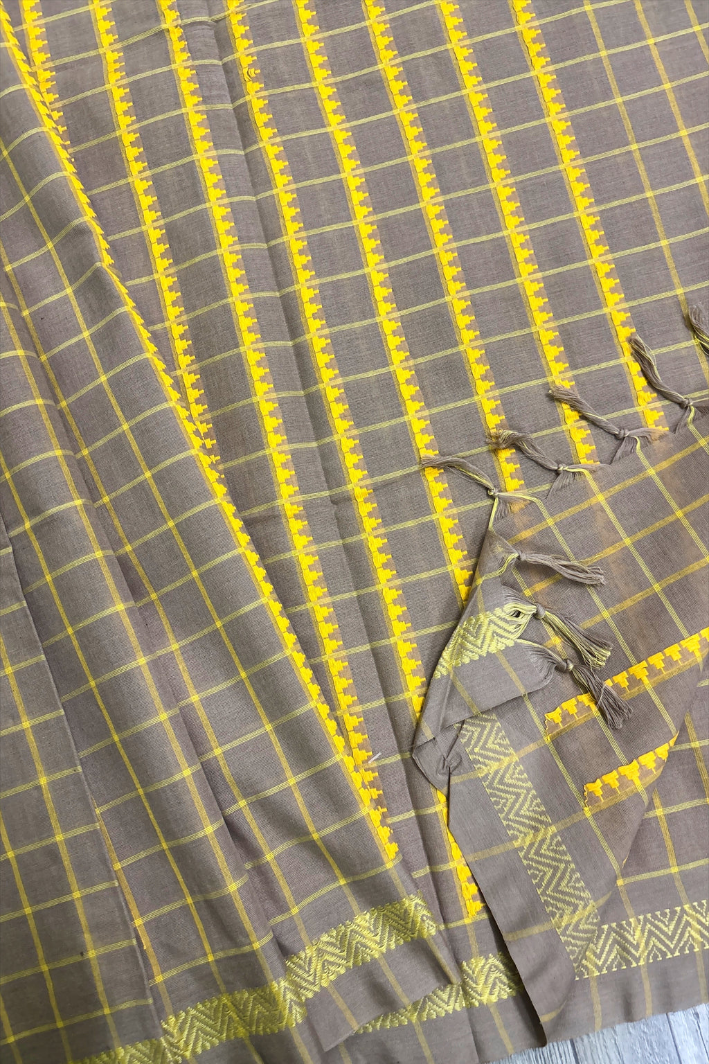 Wheat Yeallow Bengal Cotton Saree