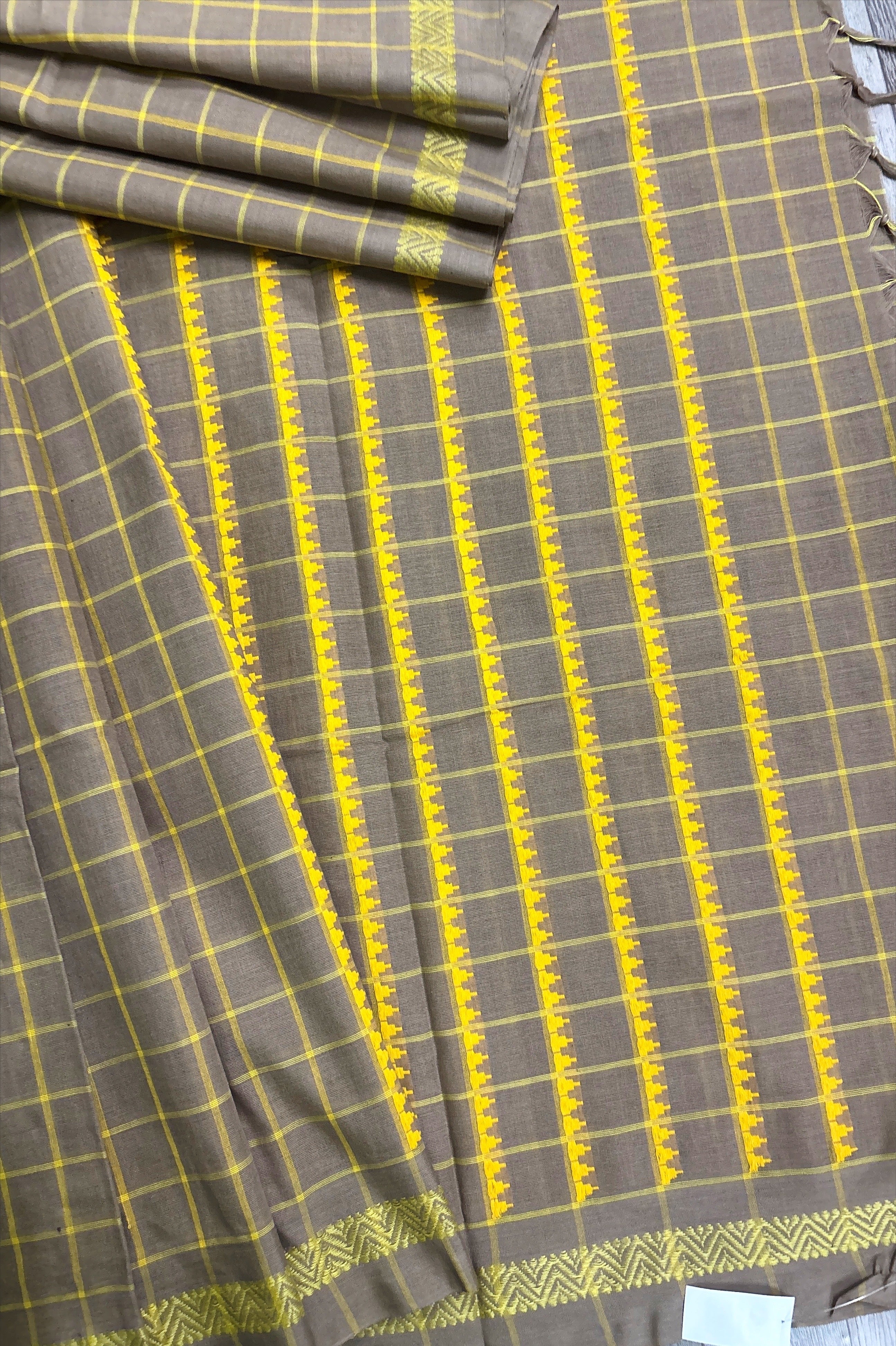 Wheat Yeallow Bengal Cotton Saree