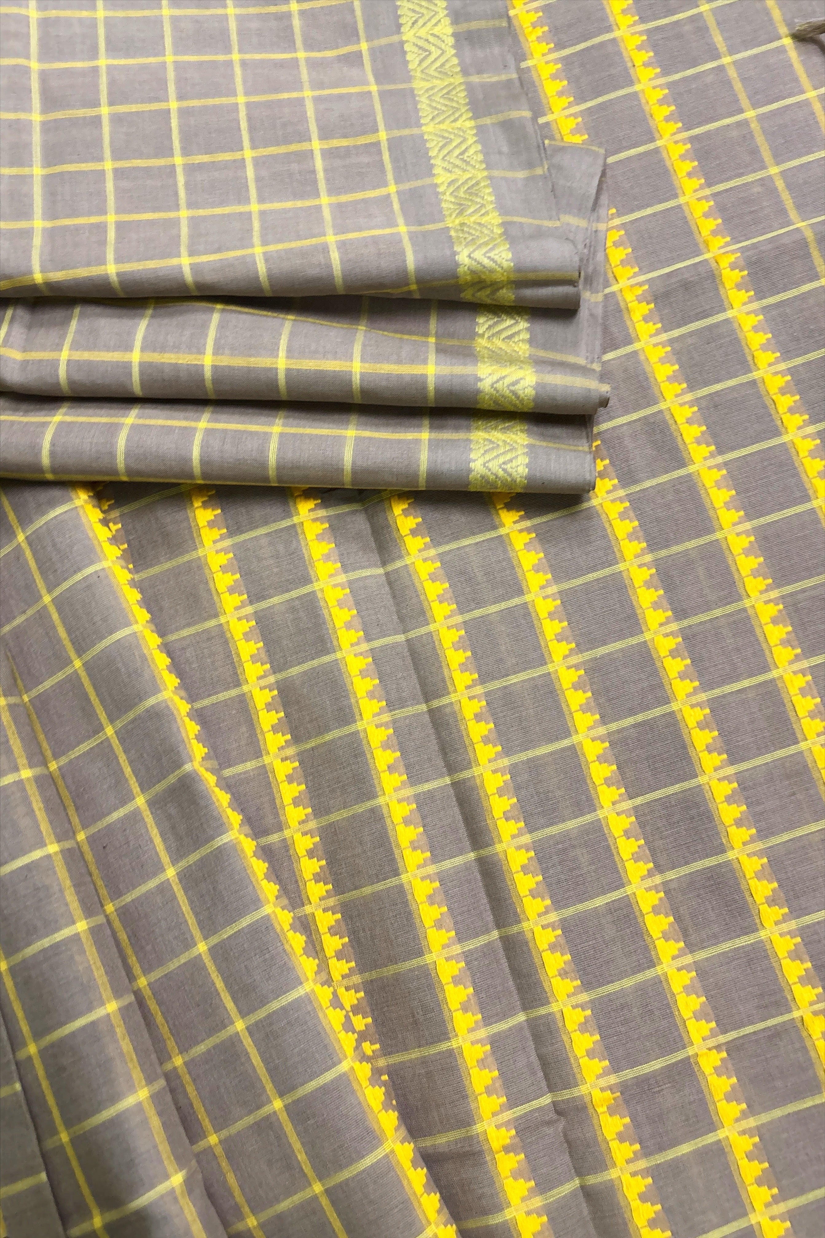 Wheat Yeallow Bengal Cotton Saree