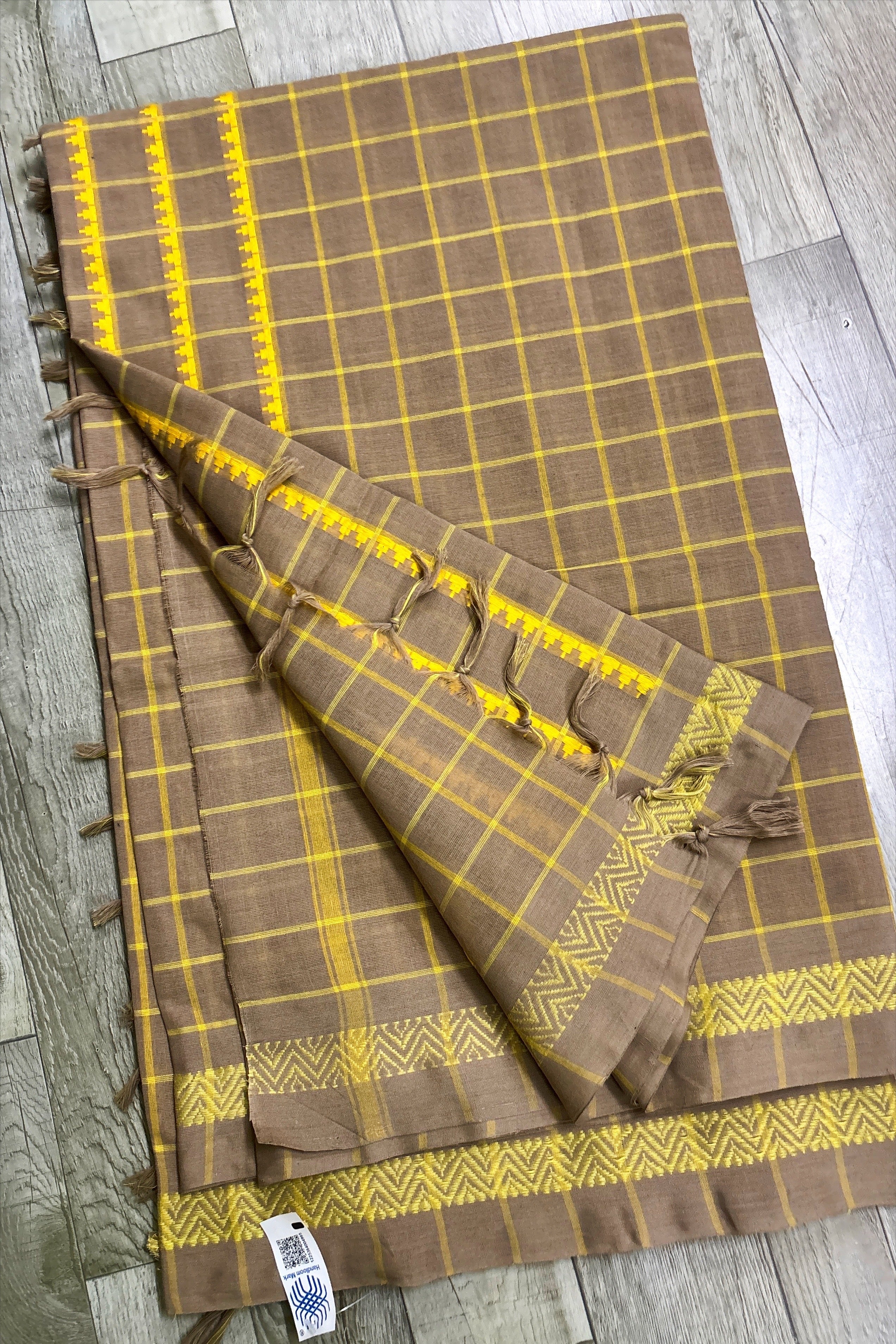 Wheat Yeallow Bengal Cotton Saree