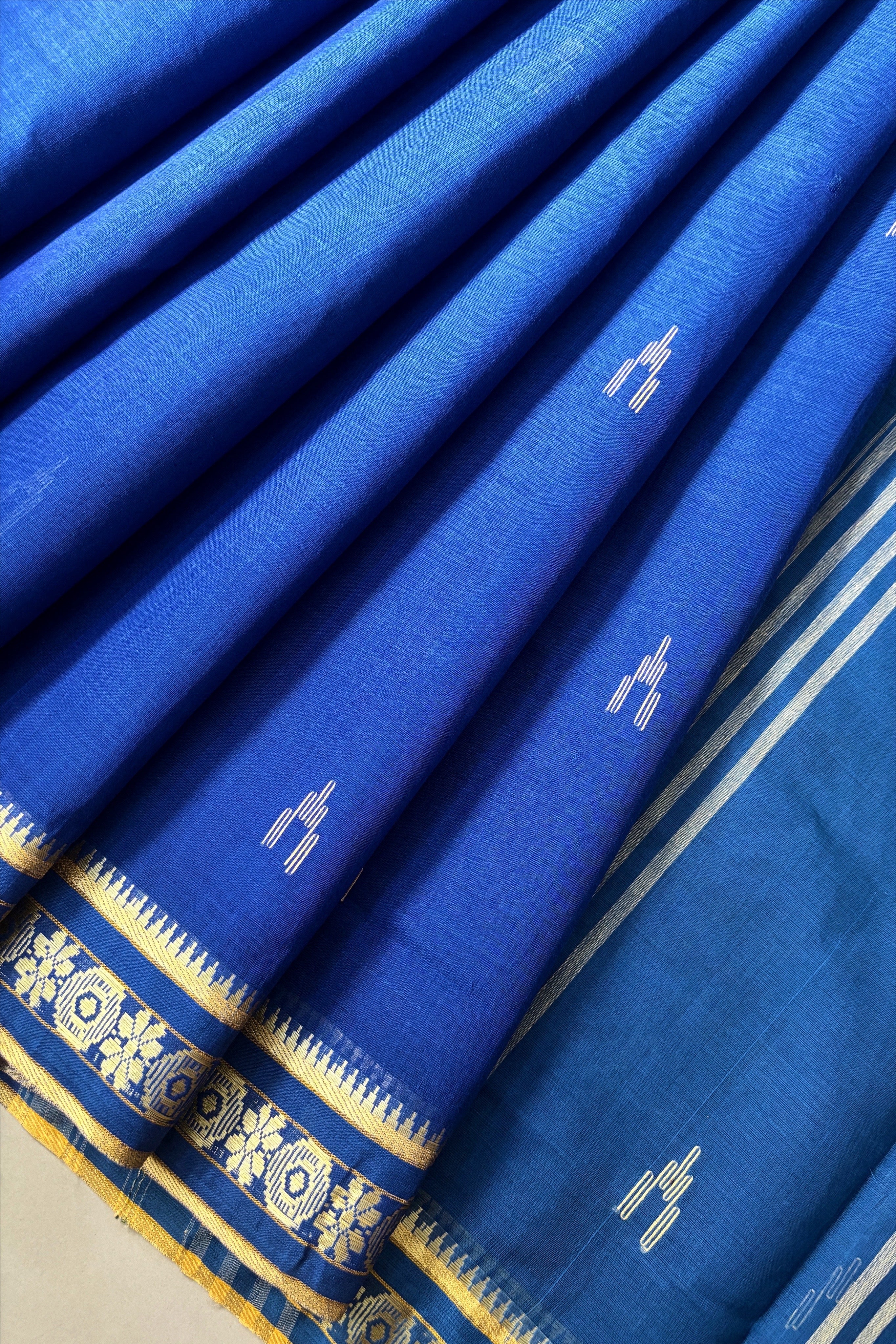 Blue Cotton Dhaniakhali Saree