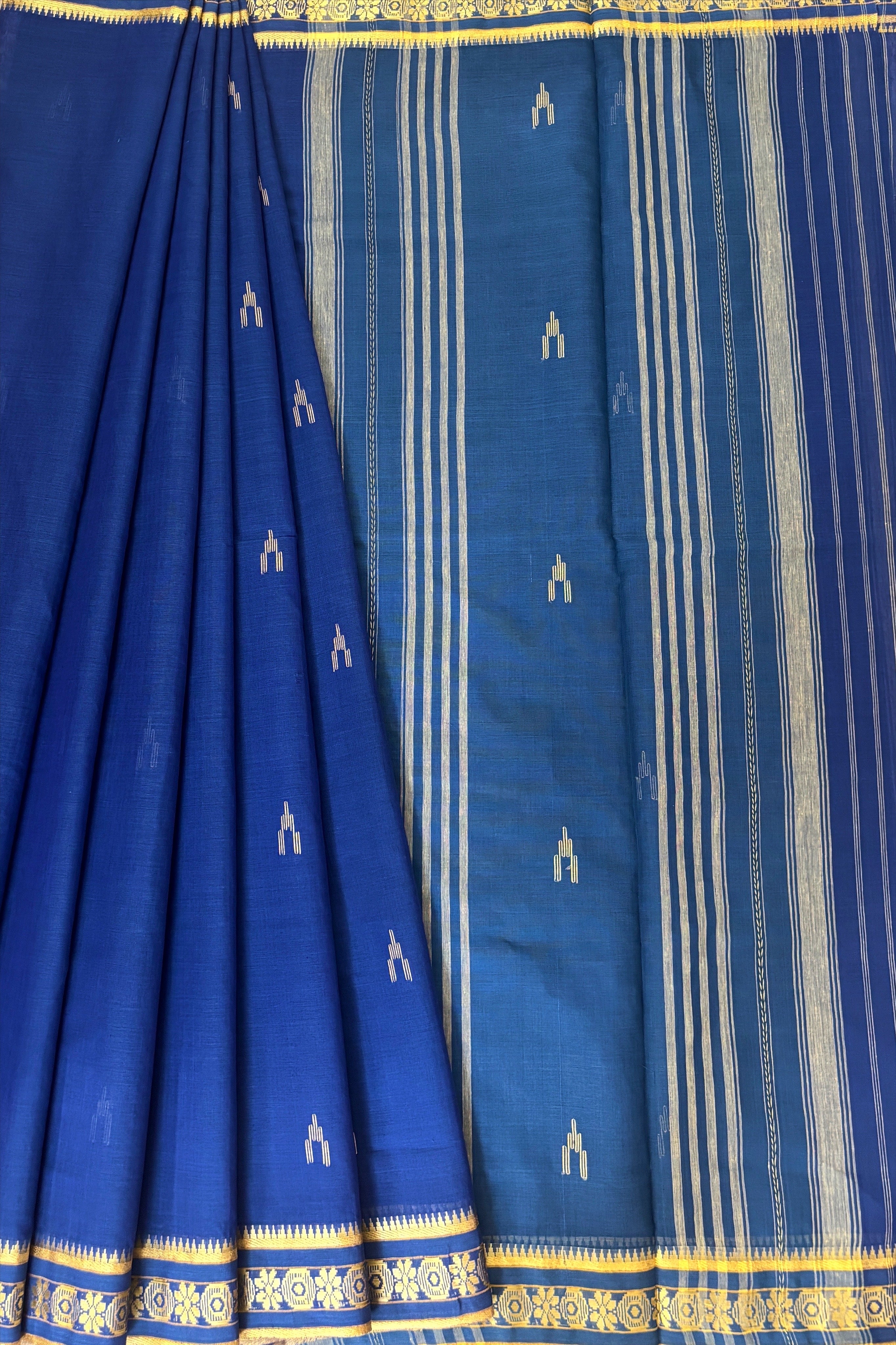 Blue Cotton Dhaniakhali Saree