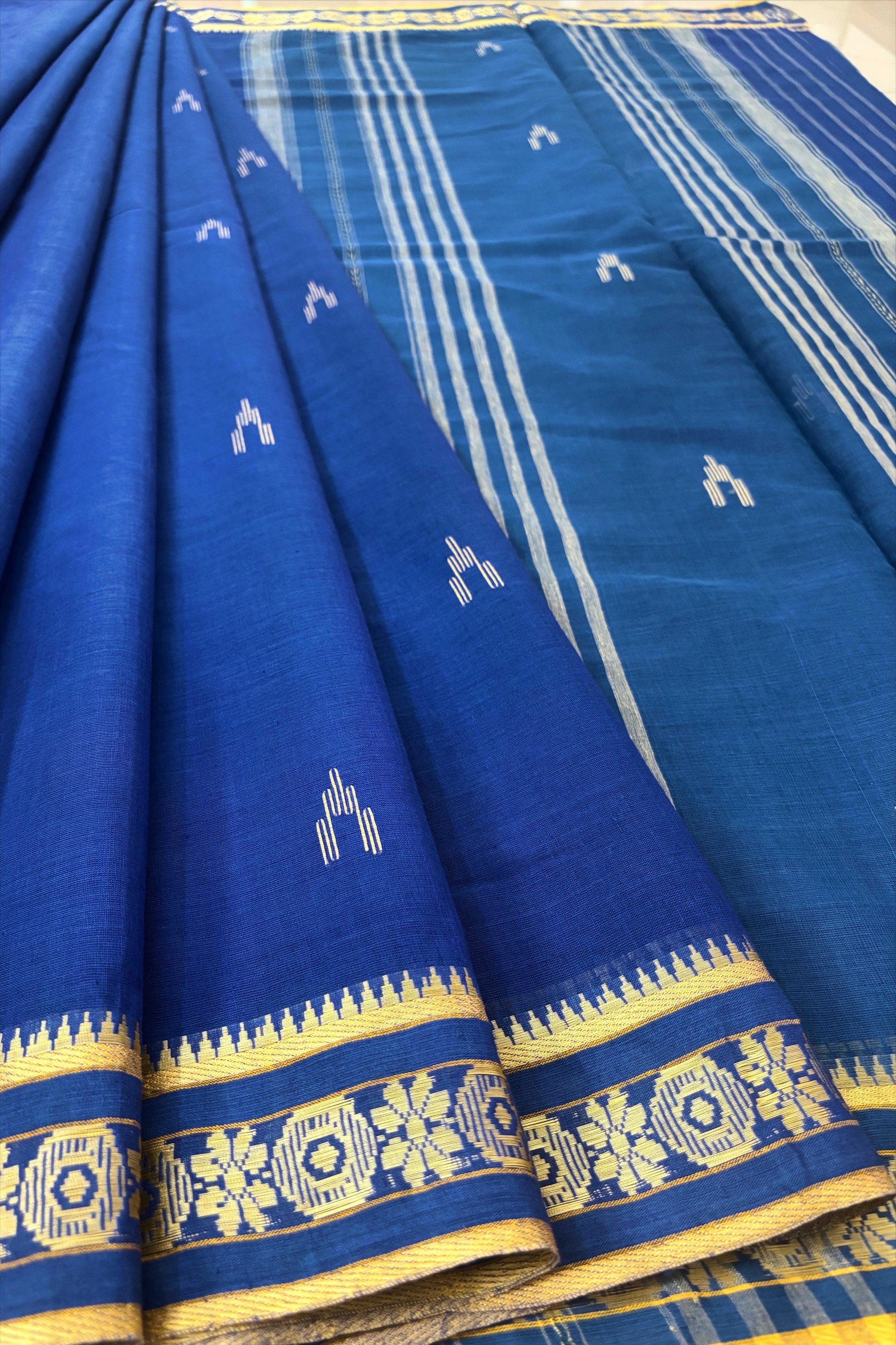 Blue Cotton Dhaniakhali Saree