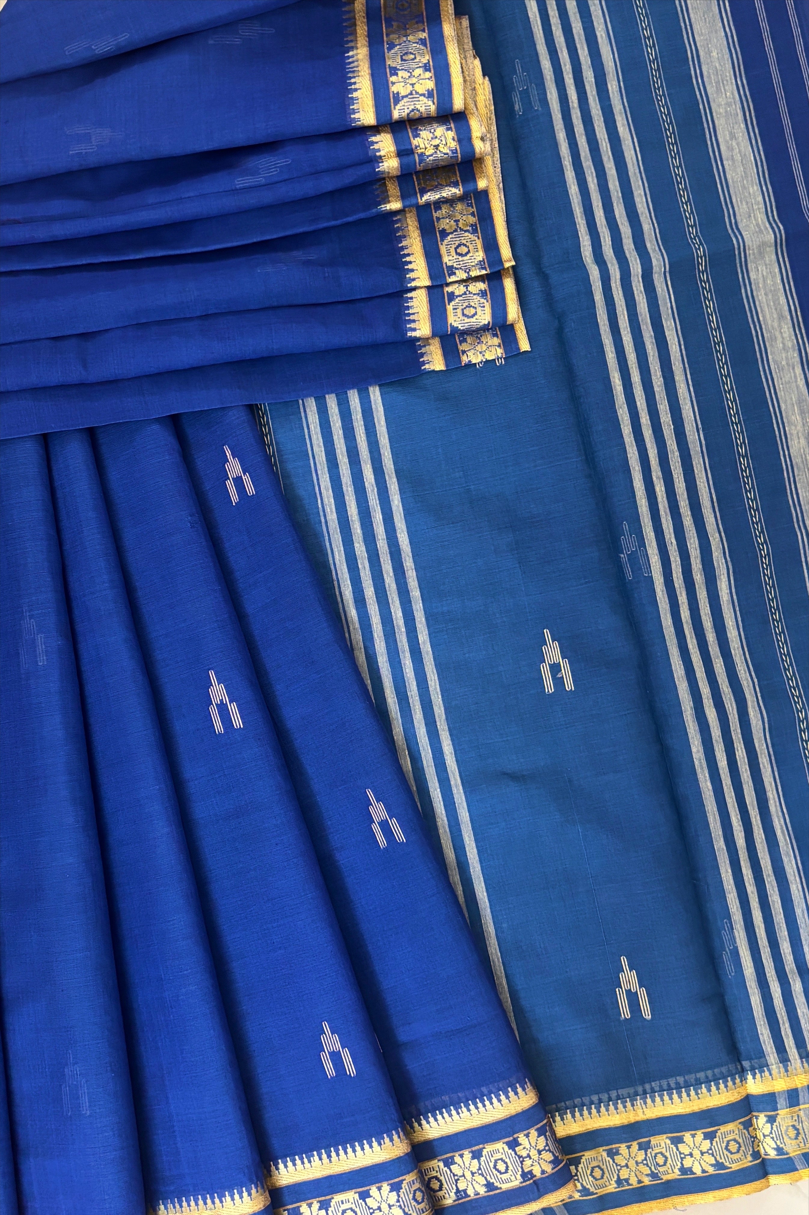 Blue Cotton Dhaniakhali Saree