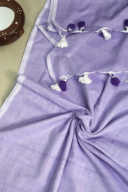 Summer Basics- Lilac saree with cement colour handblock blouse