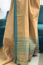 Brown White Striped Bengal Cotton Handloom Saree