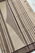 Nude Brown Bengal Cotton Saree with Chocolate Fish Woven Borders