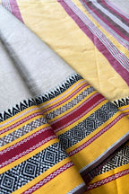 Ash Bengal Cotton Saree with Woven Borders