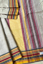 Ash Bengal Cotton Saree with Woven Borders