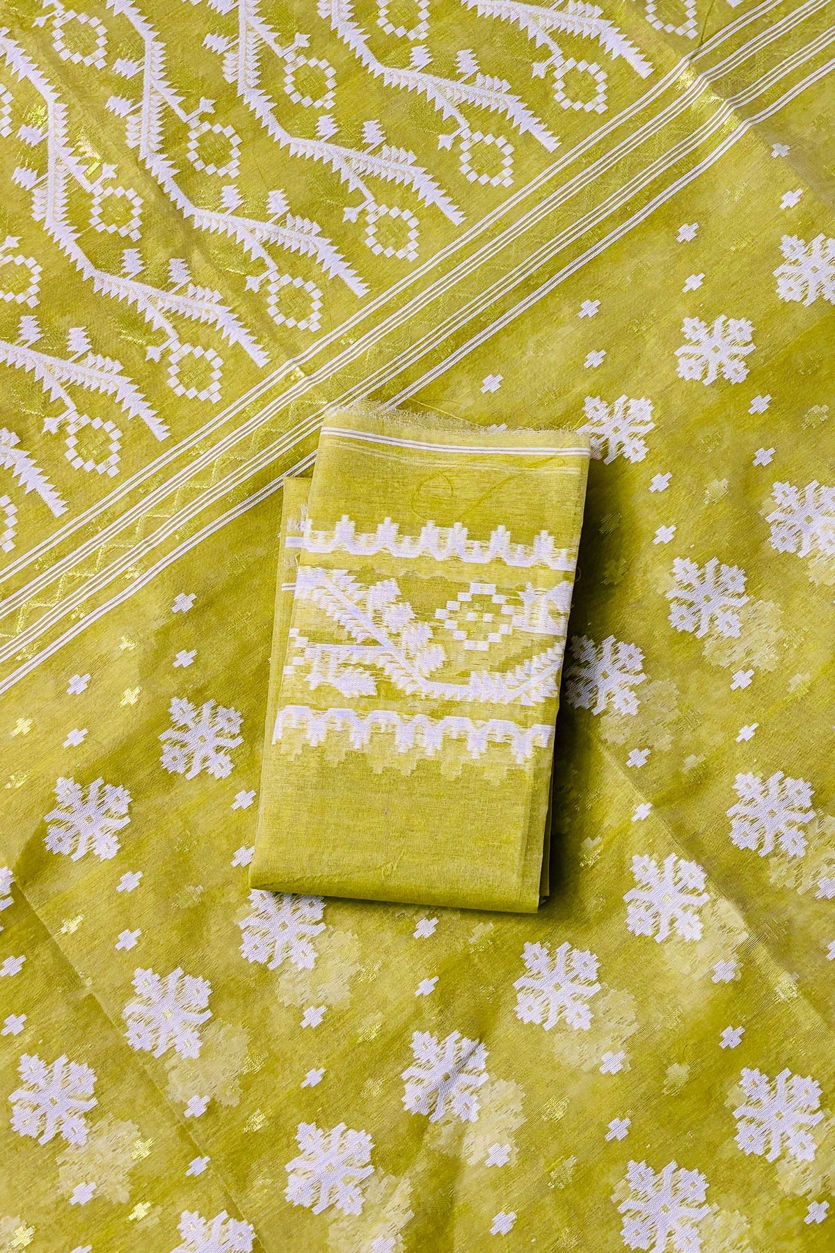 Green Bengal Dhakai Jamdani Saree