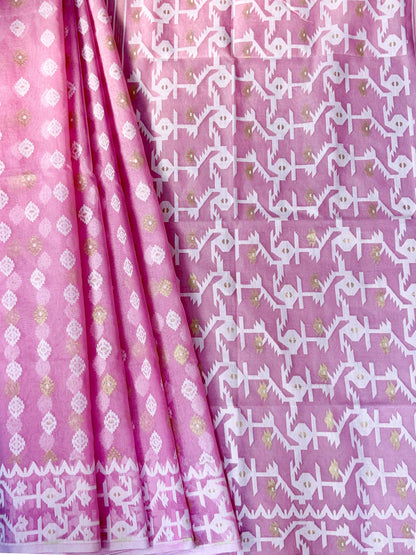 Pink Bengal Jamdani Saree