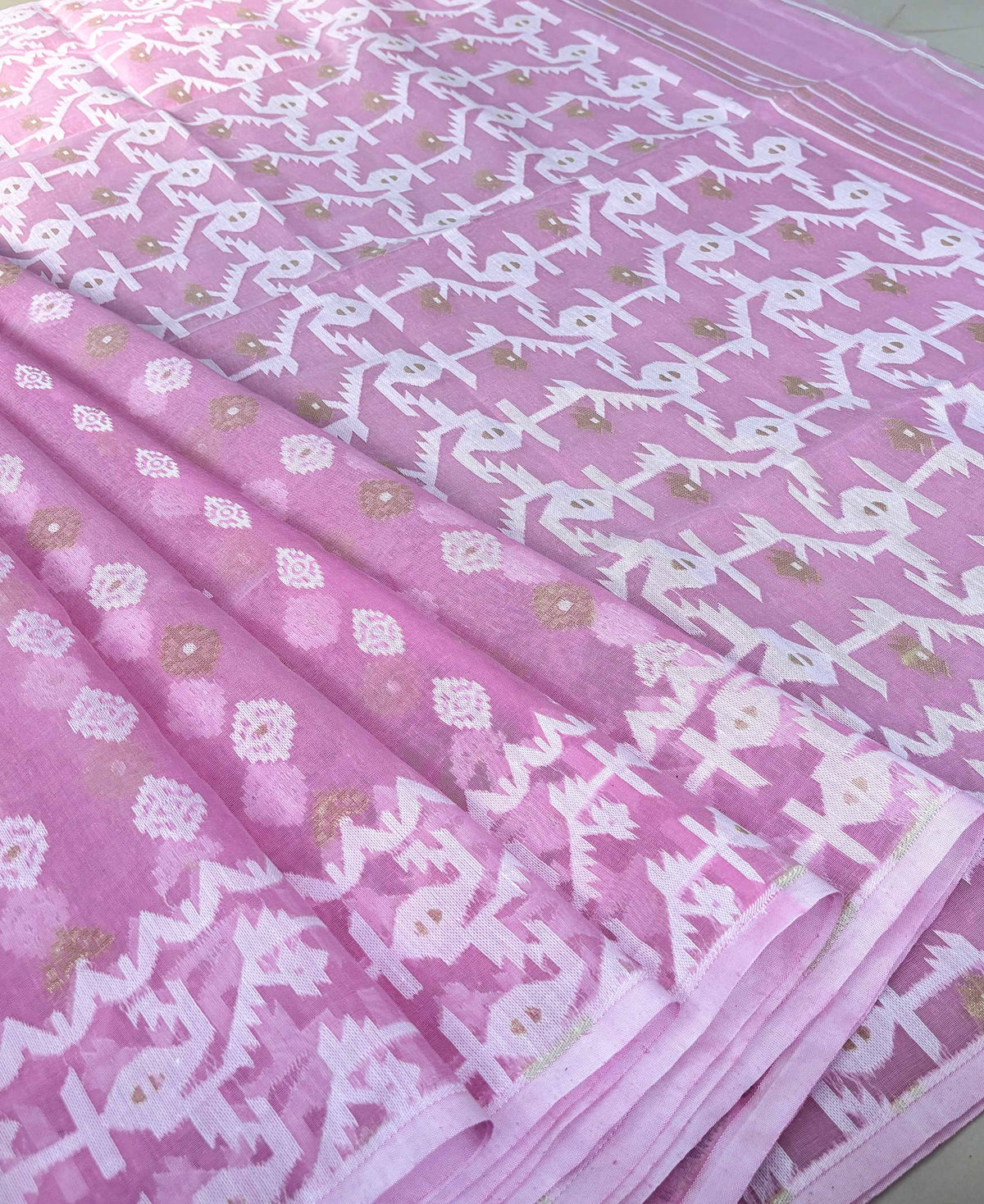 Pink Bengal Jamdani Saree