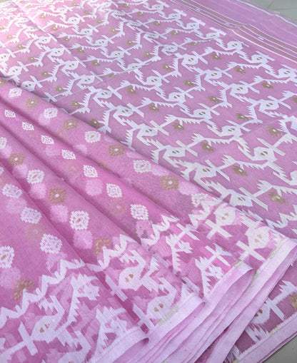 Pink Bengal Jamdani Saree