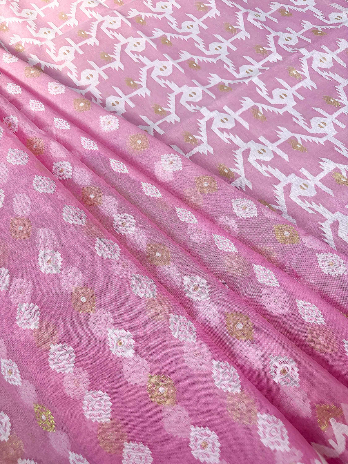Pink Bengal Jamdani Saree