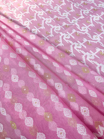 Pink Bengal Jamdani Saree