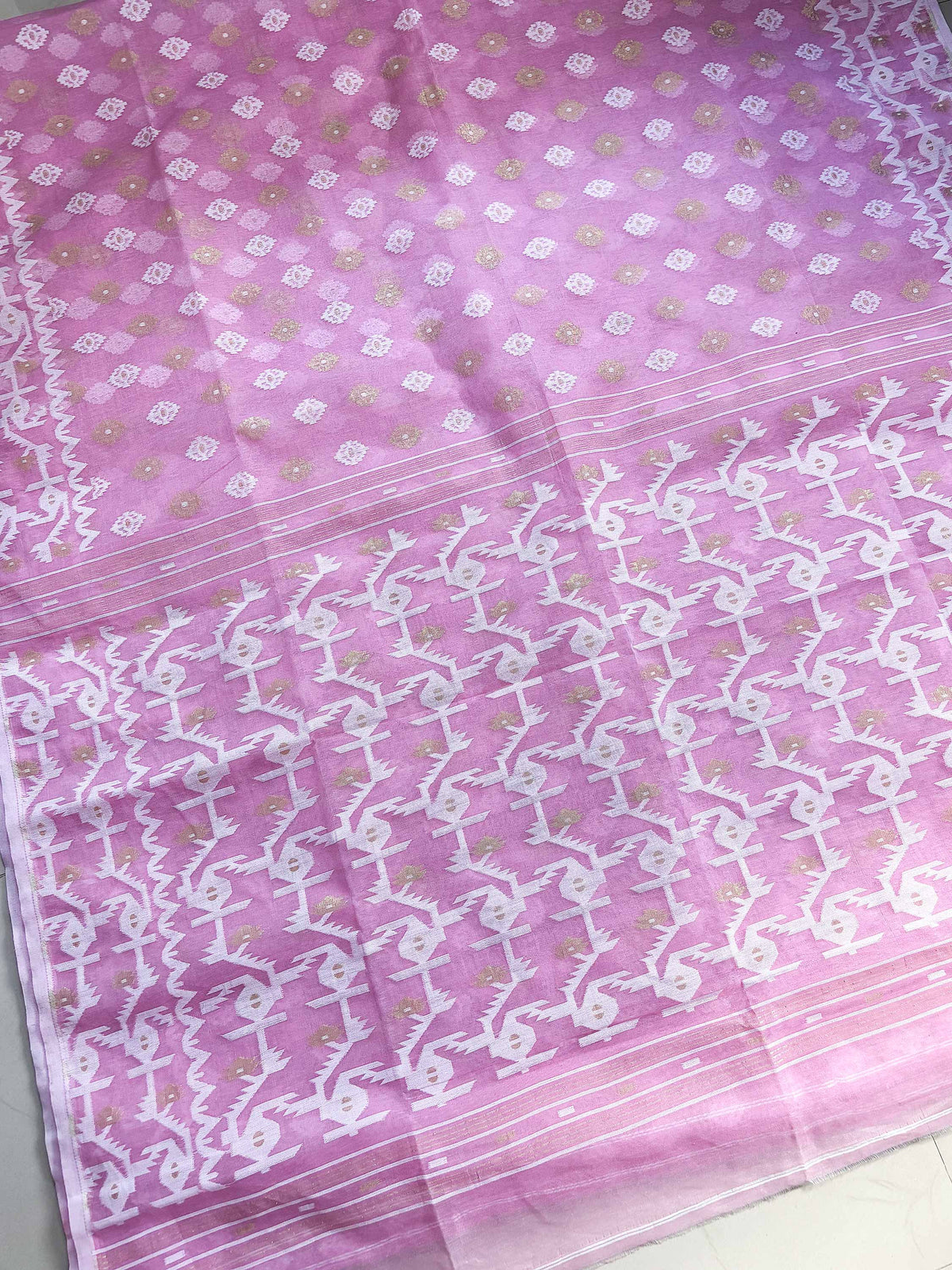 Pink Bengal Jamdani Saree
