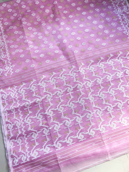 Pink Bengal Jamdani Saree