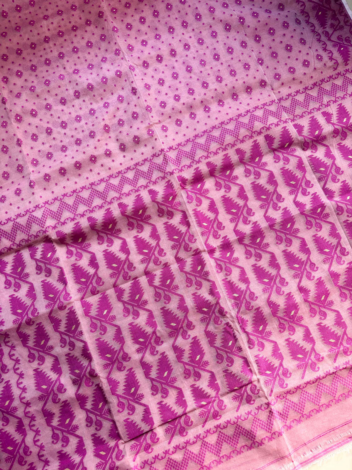 Mauve-Magenta Bengal Jamdani Saree