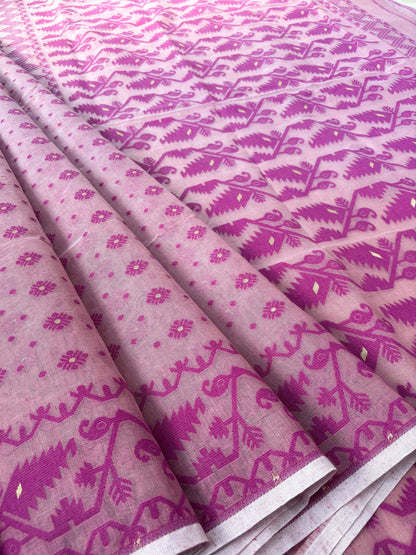 Mauve-Magenta Bengal Jamdani Saree