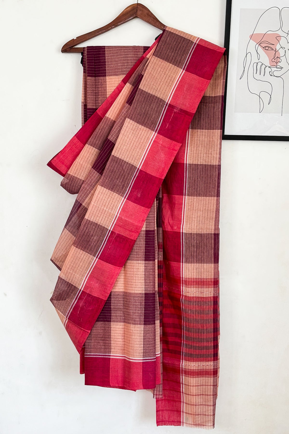 Nude Brown multicolour Dhaniakhali Cotton Saree