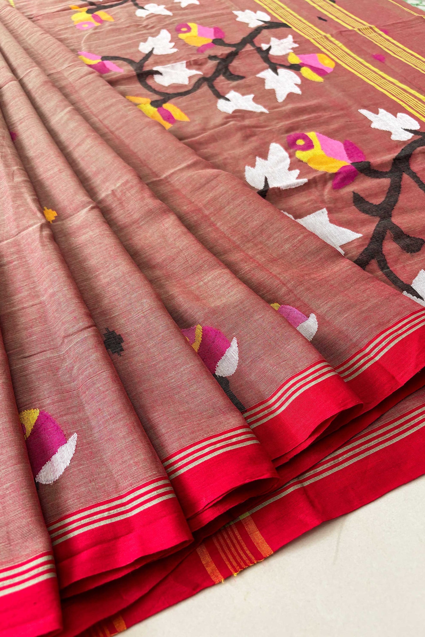 Nude Blush Purely Handloom Needle Woven Jamdani Saree