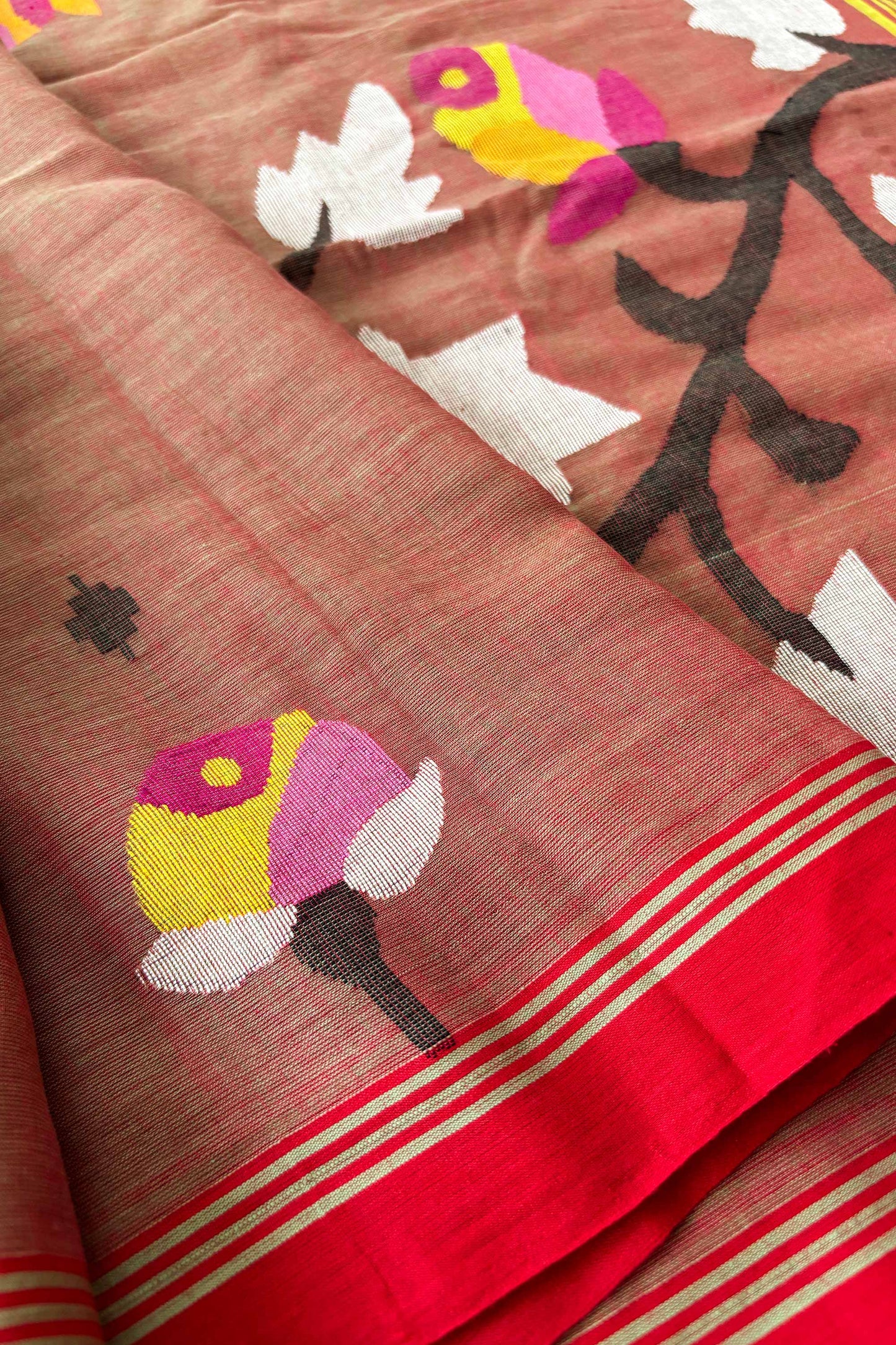 Nude Blush Purely Handloom Needle Woven Jamdani Saree