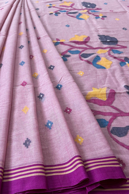 Lilac Dream Purely Handloom Needle Woven Jamdani Saree