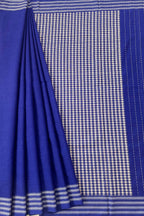 Blue Bengal Cotton Saree with White Woven Border and Heavy woven pallu
