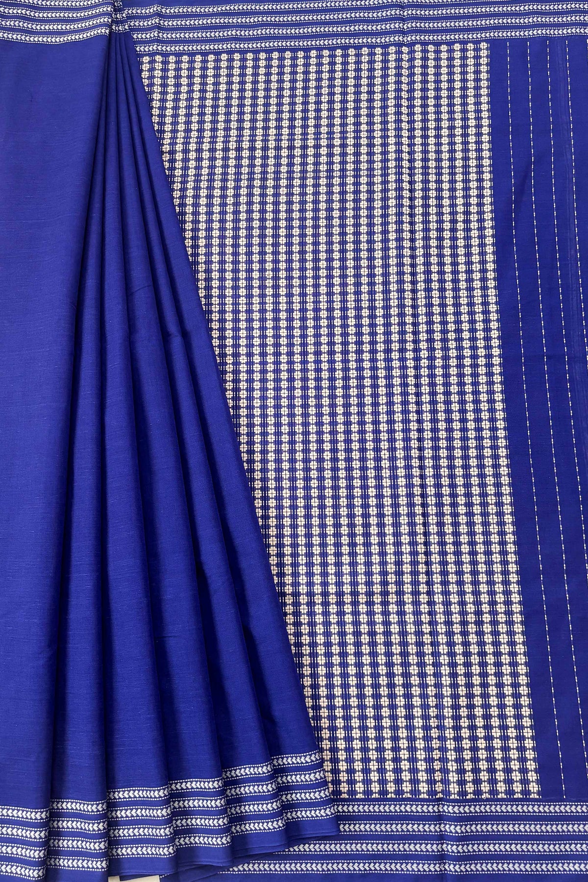 Blue Begampuri Cotton Saree with Woven Borders