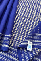 Blue Bengal Cotton Saree with White Woven Border and Heavy woven pallu