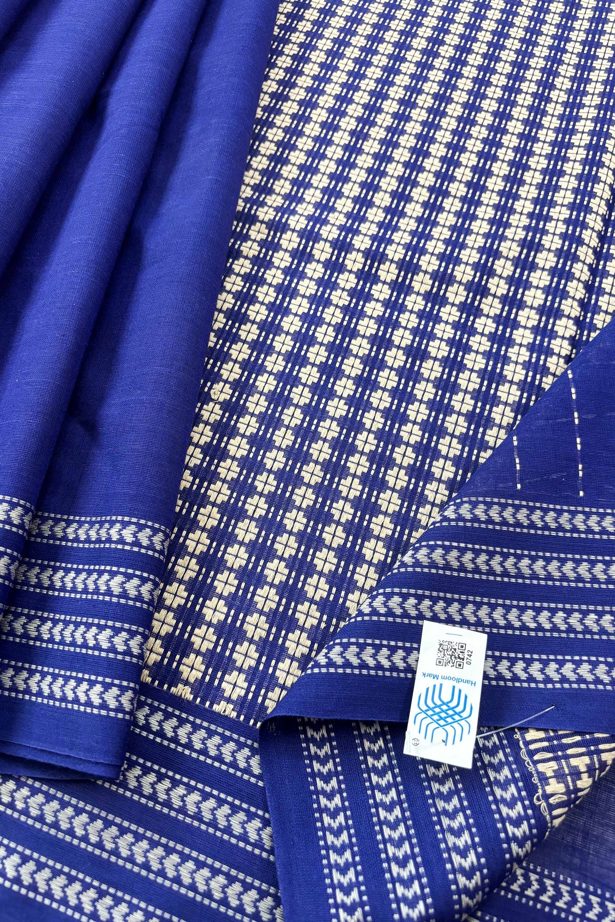 Blue Begampuri Cotton Saree with Woven Borders