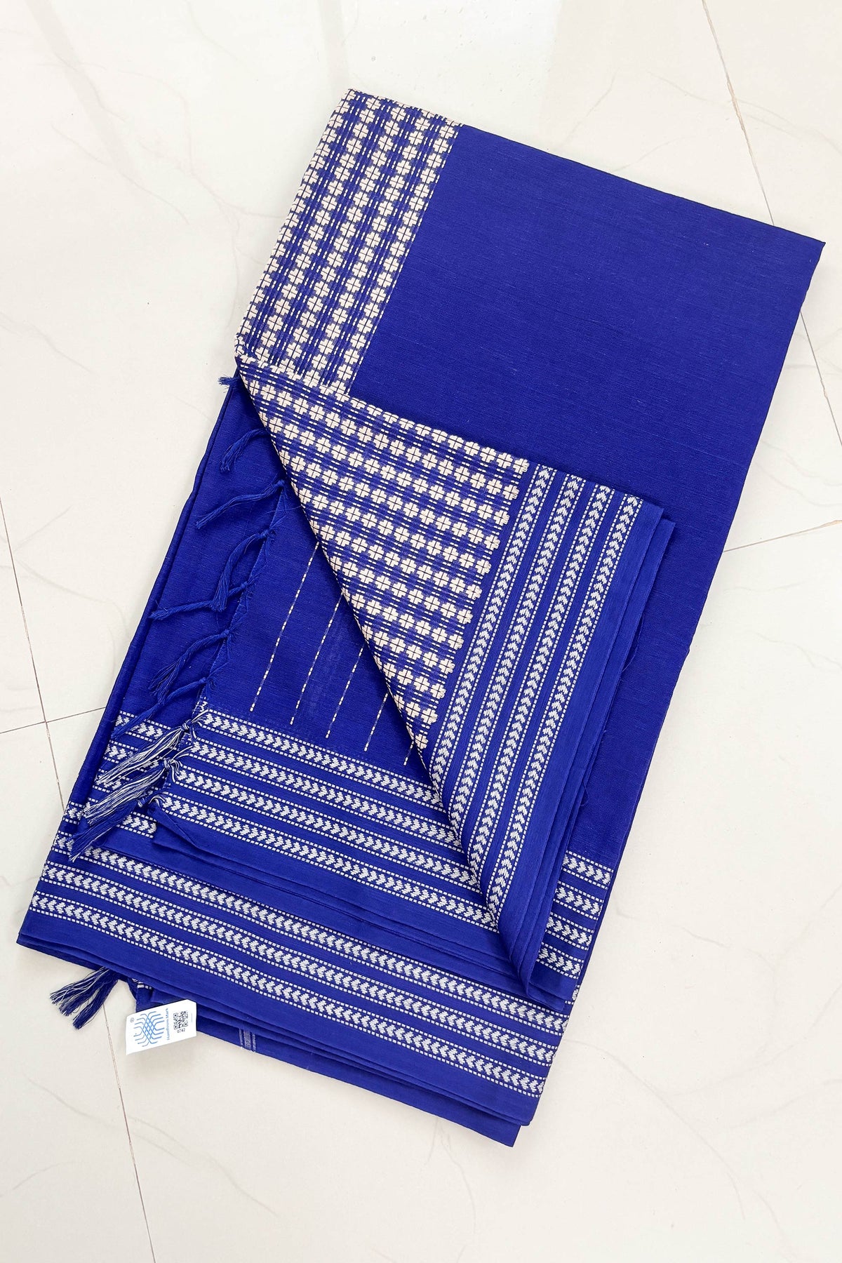 Blue Begampuri Cotton Saree with Woven Borders