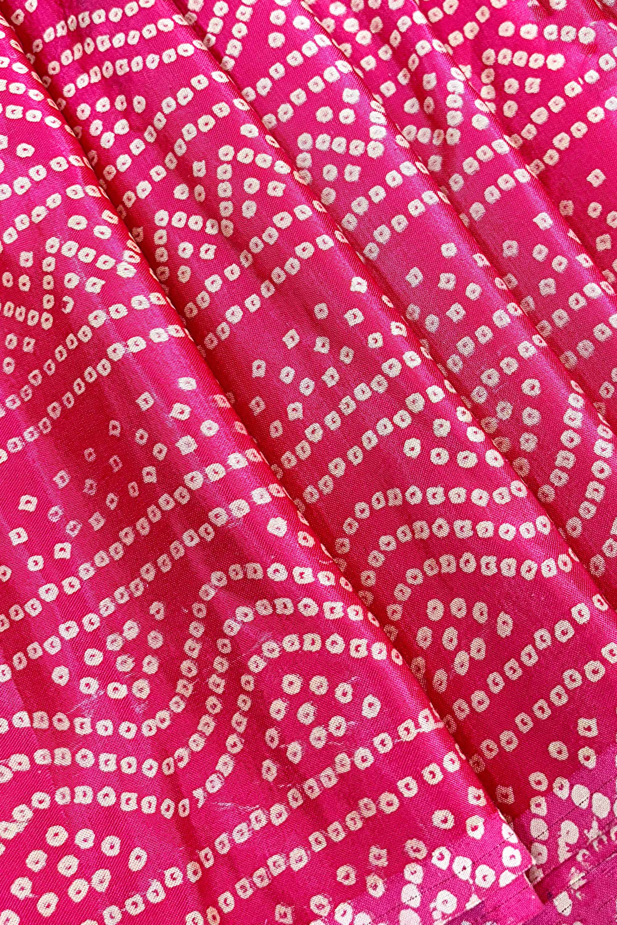 Pink Block Printed Modal Silk Blouse Fabric