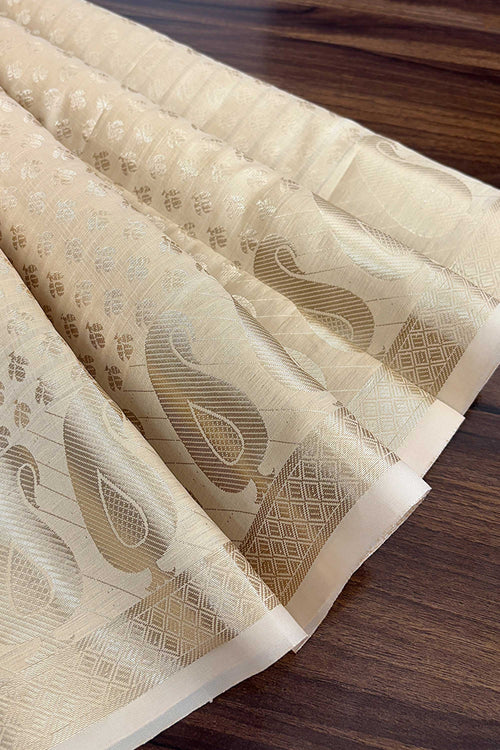 Beige Banarasi Brocade Blouse Fabric