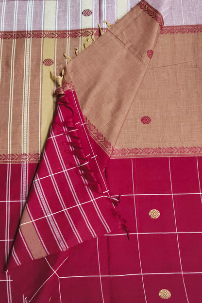 3D Dhaniakhali Cotton Saree