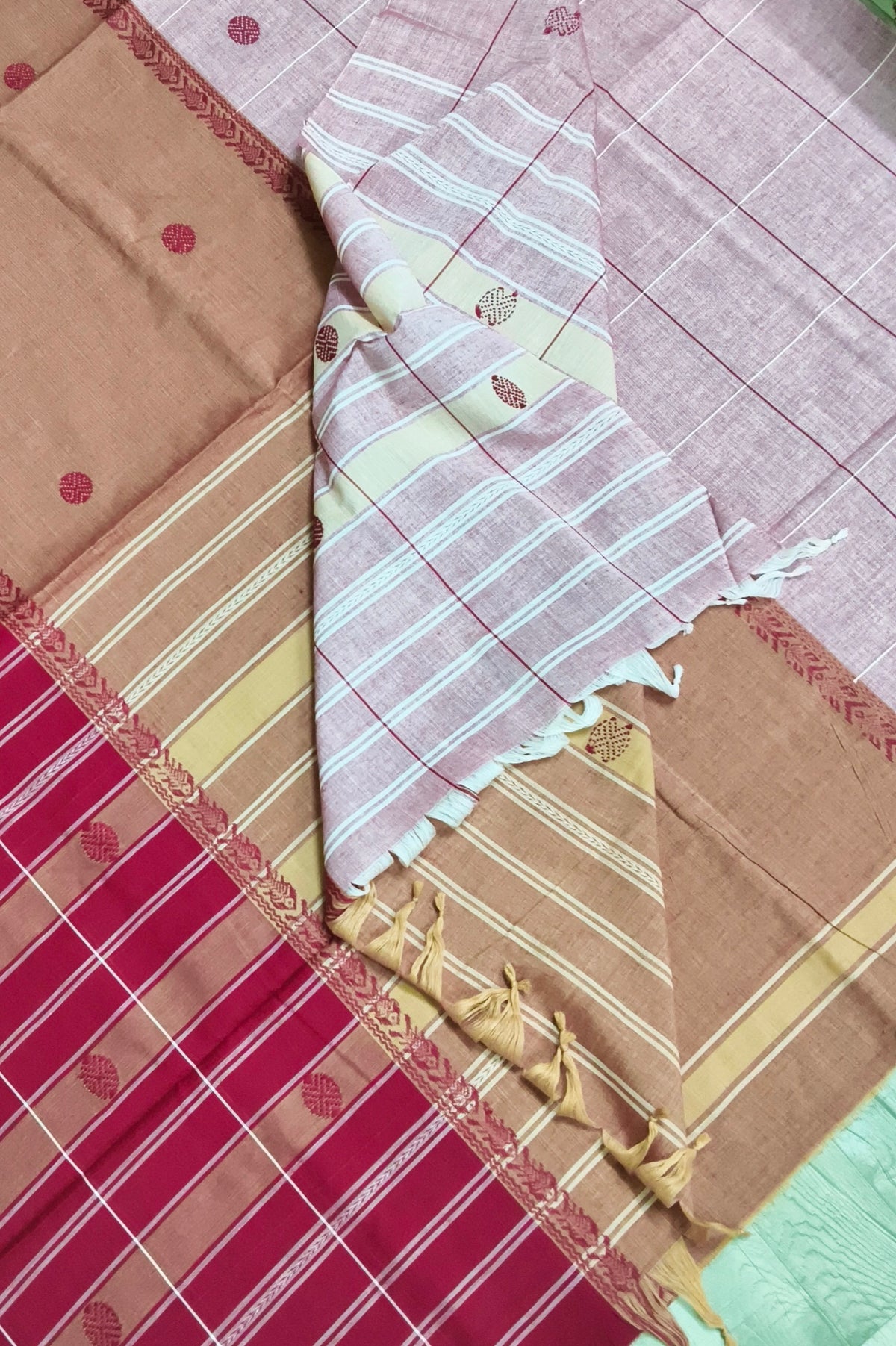 3D Dhaniakhali Cotton Saree