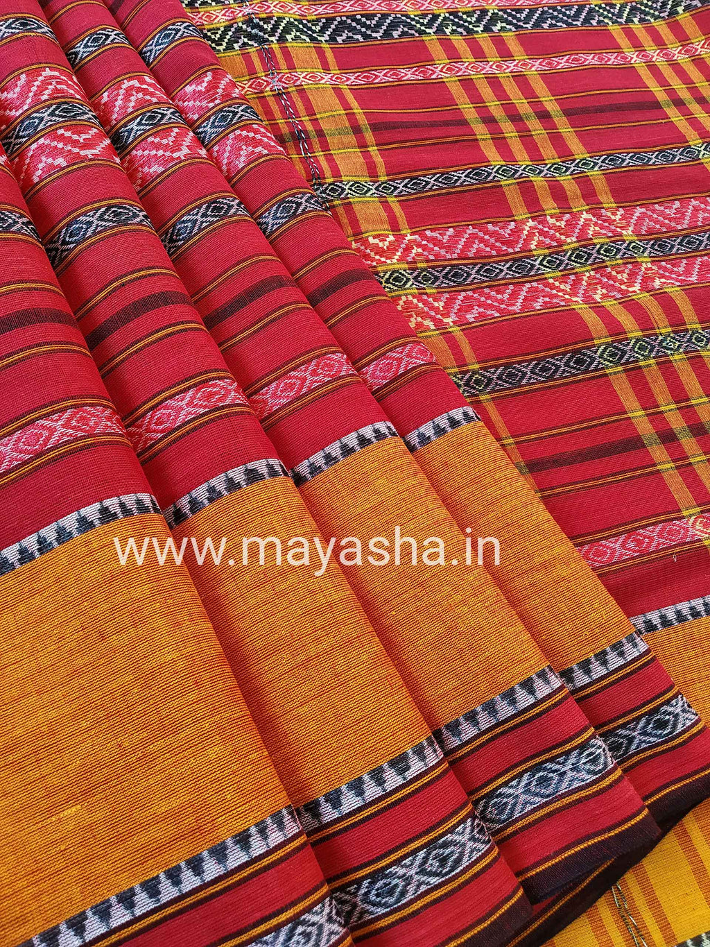 Buy Red Dhaniakhali Ari Cotton Saree- Mayasha