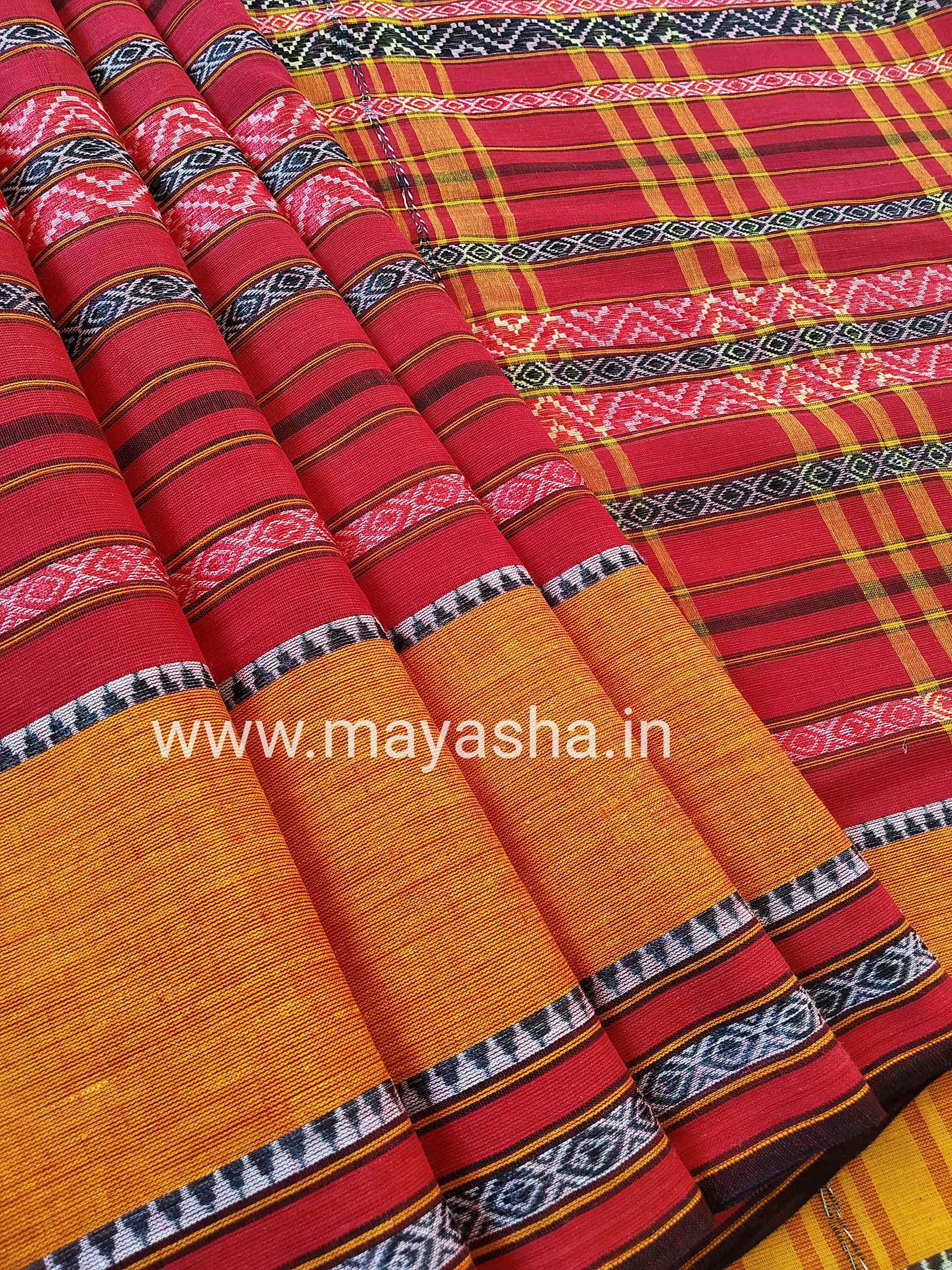 Buy Red Dhaniakhali Ari Cotton Saree- Mayasha