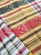 Buy Red-Black Fish Motifs Dhaniakhali Cotton Saree with Yellow Border | MAYASHA